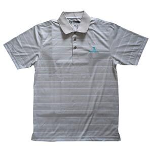 Pebble Beach Polo‎ Shirt Mens Small Gray Blue Striped Dry-Luxe Golf Performance